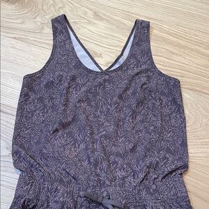 Patagonia Fleetwith Romper Jumpsuit in the Miconia Basalt Brown floral print S